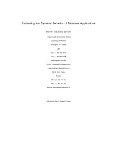 Evaluating the Dynamic Behavior of Database Applications