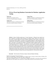 Privacy Preserving Database Generation for Database Application