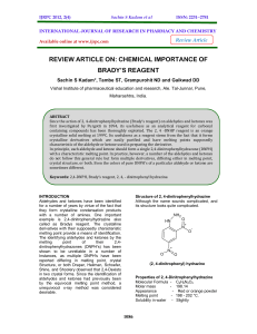 review article on: chemical importance of brady's reagent