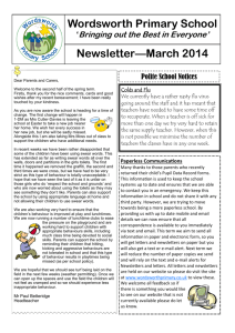 Wordsworth Primary School Newsletter—March 2014