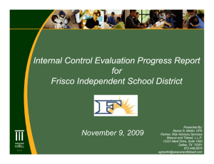 Internal Control Evaluation Progress Report