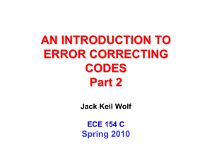 AN INTRODUCTION TO ERROR CORRECTING CODES Part 2