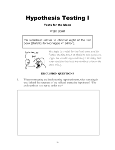 Hypothesis Testing I
