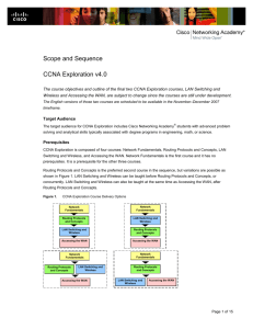 Scope and Sequence CCNA Exploration v4.0