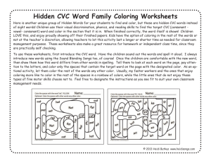 Hidden CVC Word Color Worksheets