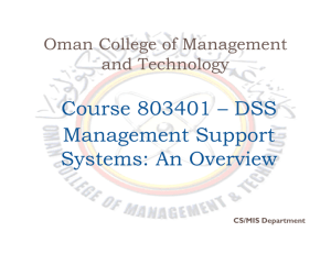 DSS Management Support Systems: An Overview