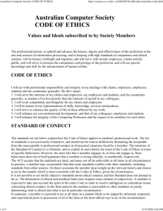Australian Computer Society CODE OF ETHICS