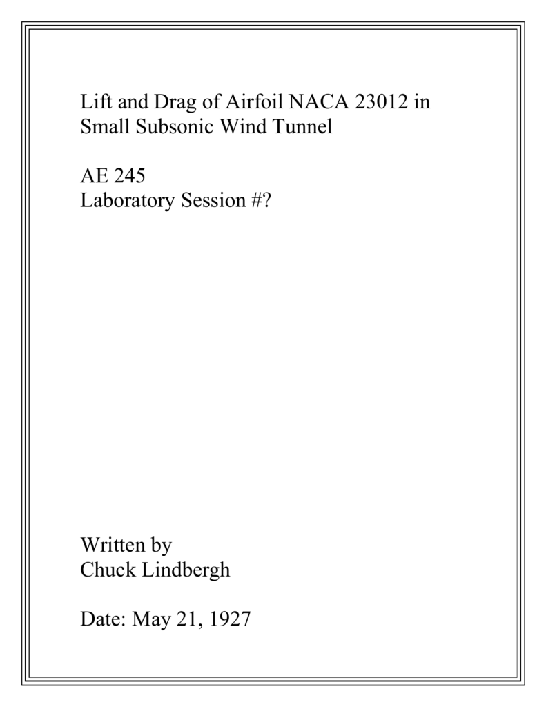 Lab Report Template - Aerospace Engineering