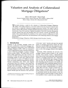 Valuation and Analysis of Collater alized Mortgage Obligations*