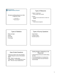 Types of Statistics Types of Survey Questions