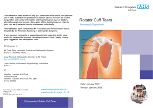 Rotator Cuff Tears - Wye Valley NHS Trust