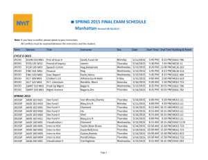 Manhattan - Spring 2015 Final Exam Schedule
