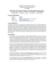 FBE 555: Investment Analysis and Portfolio Management