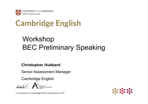 Workshop BEC Preliminary Speaking