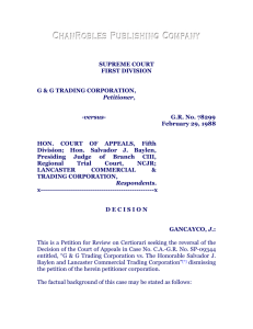 G & G Corporation vs. CA, [158 SCRA 466, 469, February 29, 1988]