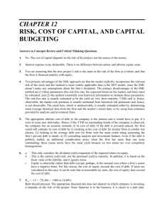 CHAPTER 12 RISK, COST OF CAPITAL, AND CAPITAL BUDGETING