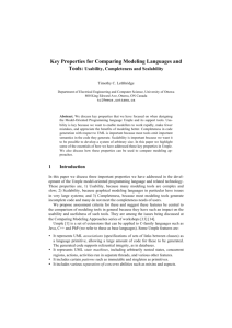 Key Properties for Comparing Modeling Languages - CEUR
