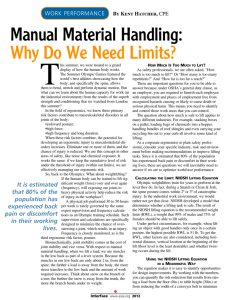 Manual Material Handling: Why Do We Need Limits?