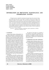 optimization of preventive maintenance and information system