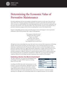 Determining the Economic Value of Preventive Maintenance
