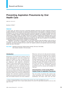 Preventing Aspiration Pneumonia by Oral Health Care