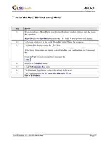 Job Aid Turn on the Menu Bar and Safety Menu