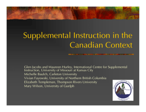Supplemental Instruction in the Canadian Context