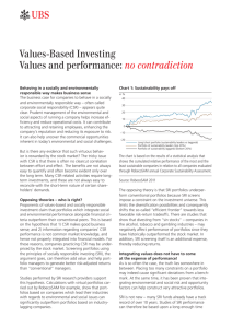 Values-Based Investing Values and performance: no contradiction