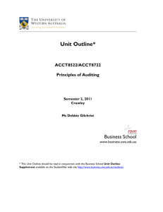 Unit Outline - The University of Western Australia