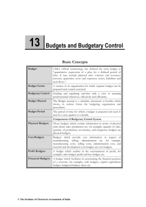 13 Budgets and Budgetary Control