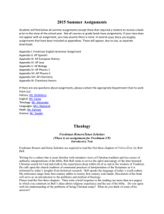 2015 Summer Assignments Theology