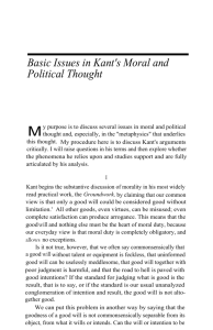 Basic Issues in Kant's Moral and Political Thought