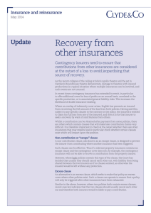 Contingency Insurance - Recovery from other insurances