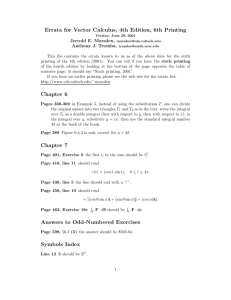 Errata for Vector Calculus, 4th Edition, 6th Printing Chapter 6