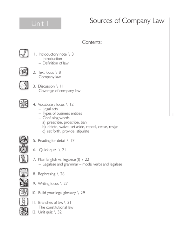 Unit Sources Of Company Law