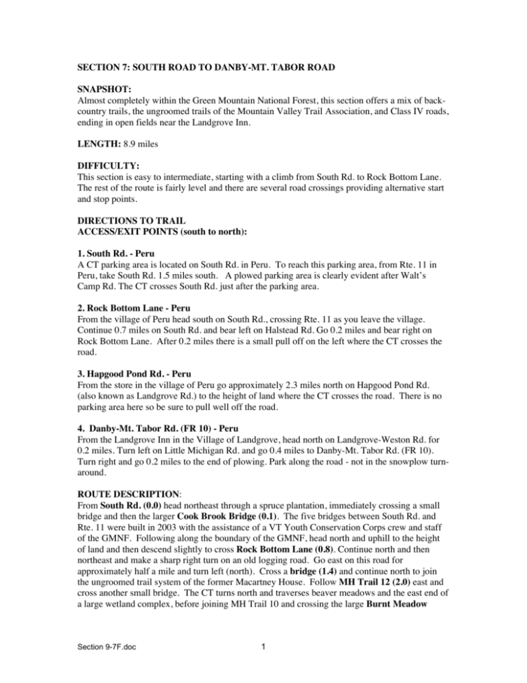 SECTION 7 SOUTH ROAD TO DANBY