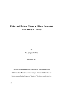 Culture and Decision Making in Chinese Companies - R-Cube