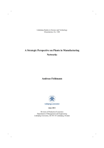 A Strategic Perspective on Plants in Manufacturing Networks