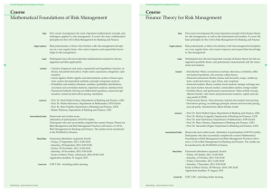 Course Mathematical Foundations of Risk Management Cour Finan