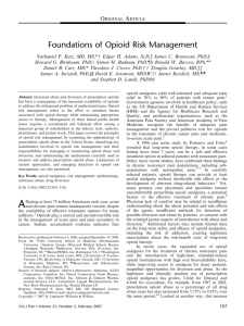 Foundations of Opioid Risk Management