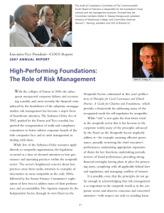 High-Performing Foundations: The Role of Risk Management