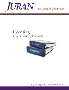 Licensing Juran's Training Materials