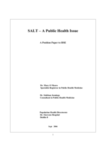 Summary of Salt and Health Issue