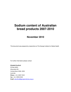 Sodium content of Australian bread products 2007-2010