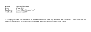 Course: Advanced Taxation Date: Winter 2003 Professor: Fraser