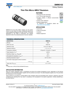 SMM0102 Thin Film Micro-MELF Resistors