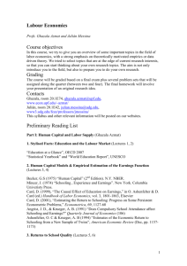 Labour Economics Course objectives Grading Contacts Preliminary