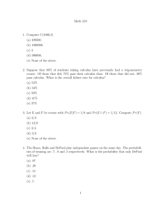 Math 210 1. Compute C(1000,2) (a) 499500. (b) 1000000. (c) 2. (d