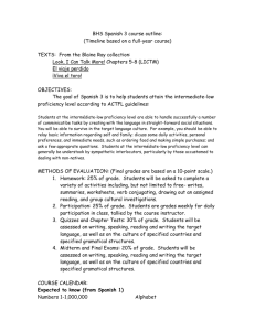 BHS Spanish 3 course outline: - Division of Extended Studies