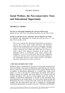 Social Welfare, the Neo-conservative Turn
